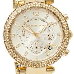 Pre Owned Michael Kors Champagne Gold Plated Stainless Steel Parker MK6238 Women's Wristwatch 39 mm
