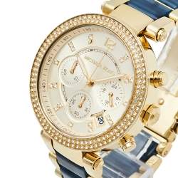 Pre Owned Michael Kors Champagne Gold Plated Stainless Steel Parker MK6238 Women's Wristwatch 39 mm