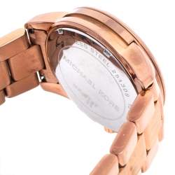 Pre Owned Michael Kors Rose Gold Tone Stainless Steel Mercer MK5727 Women's Wristwatch 41.5 mm