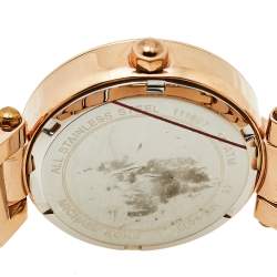 Pre Owned Michael Kors Plum Mother Of Pearl Rose Gold Tone Stainless Steel Mini Parker MK6403 Women's Wristwatch 33 mm