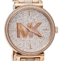 Pre Owned Michael Kors Rose Gold Tone Stainless Steel Sofie MK4336 Women's Wristwatch 36 mm