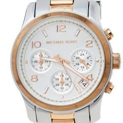 Pre Owned ساعة يد نسائية مايكل كورس كرونوغراف إم كيه5315 ستانلس ستيل لونين فضية 38 مم