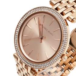 Pre Owned Michael Kors Rose Gold Tone Stainless Steel Darci MK3192 Women's Wristwatch 39 mm