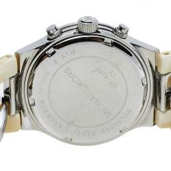 Pre Owned Michael Kors Silver Stainless Steel & Acrylic Chain Runway MK4263 Women's Wristwatch 38 mm