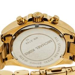 Pre Owned Michael Kors Yellow Gold Plated Stainless Steel Runway MK5798 Women's Wristwatch 36 mm