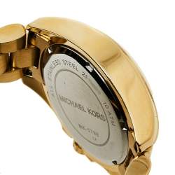 Pre Owned Michael Kors Yellow Gold Plated Stainless Steel Runway MK5798 Women's Wristwatch 36 mm
