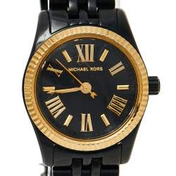 Pre Owned ساعة يد نسائية مايكل كورس ليكيبنغتون إم كيه3299 ستانلس ستيل مطلي ايون سوداء 26 مم
