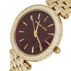Pre Owned Michael Kors Garnet MOP Gold Tone Stainless Steel MK3583 Darci Quartz Women's Wristwatch 33 MM