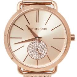 Pre Owned Michael Kors Rose Gold Tone Stainless Steel Portia MK3845 Women's Wristwatch 37 mm