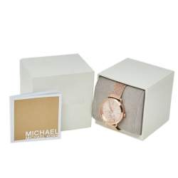 Pre Owned Michael Kors Rose Gold Tone Stainless Steel Portia MK3845 Women's Wristwatch 37 mm