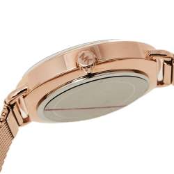Pre Owned Michael Kors Rose Gold Tone Stainless Steel Portia MK3845 Women's Wristwatch 37 mm