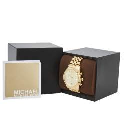 Pre Owned Michael Kors Champagne Gold Tone Stainless Steel Lexington MK5556 Women's Wristwatch 38 mm