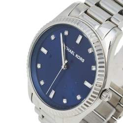 Pre Owned Michael Kors Blue Stainless Steel Blake MK3225 Unisex Wristwatch 41.50 mm