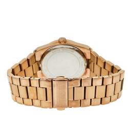 Pre Owned Michael Kors Black Rose Gold Tone Stainless Steel Channing MK5937 Women's Wristwatch 38 mm