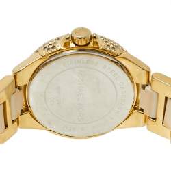 Pre Owned Michael Kors White Gold Tone Stainless Steel Camille MK5945 Women's Wristwatch 36 mm