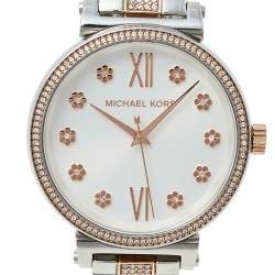 Pre Owned ساعة يد نسائية مايكل كورس أم كيه3880 صوفي ستانلس ستيل مطلي ذهب فضي 36 مم