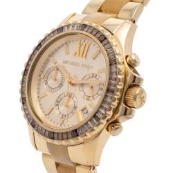مملوكة مسبقًا Michael Kors Gold Tone Stainless Steel & Horn Acetate Everest MK5874 Women's Wristwatch 42 mm