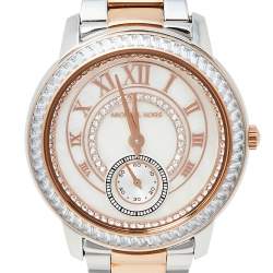 Pre Owned Michael Kors Mother of Pearl Two-Tone Stainless Steel Madelyn MK6288 Women's Wristwatch 40 mm