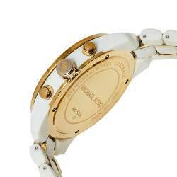 مملوكة مسبقًا ساعة يد نسائية مايكل كورس MK5804 ستانلس ستيل وأسيتات بيضاء 43 مم