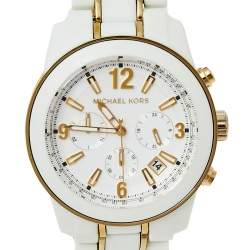 مملوكة مسبقًا ساعة يد نسائية مايكل كورس MK5804 ستانلس ستيل وأسيتات بيضاء 43 مم