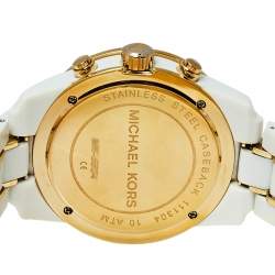 مملوكة مسبقًا ساعة يد نسائية مايكل كورس MK5804 ستانلس ستيل وأسيتات بيضاء 43 مم