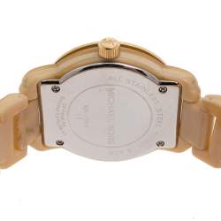 مملوكة مسبقًا Michael Kors Gold Tone Stainless Steel Horn Acetate MK4204 Women's Wristwatch 34 mm