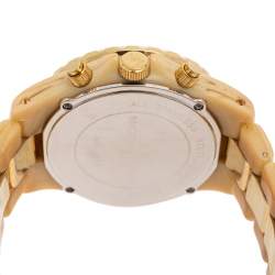 Pre Owned Michael Kors Mother of Pearl Gold Tone Stainless Steel & Horn Acetate Madison MK5417 Women's Wristwatch 42 mm