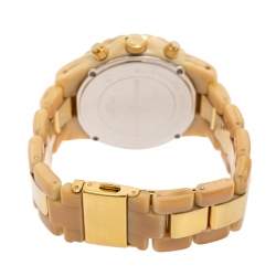 Pre Owned Michael Kors Mother of Pearl Gold Tone Stainless Steel & Horn Acetate Madison MK5417 Women's Wristwatch 42 mm