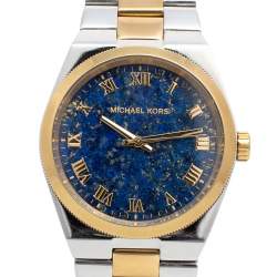 Pre Owned Michael Kors Blue Two-Tone Stainless Steel Channing MK5893 Women's Wristwatch 38 mm