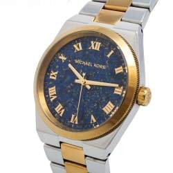 Pre Owned Michael Kors Blue Two-Tone Stainless Steel Channing MK5893 Women's Wristwatch 38 mm