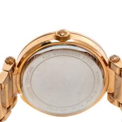 Pre Owned Michael Kors Silver Rose Gold Tone Stainless Steel Parker MK5781 Women's Wristwatch 38 mm