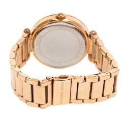 Pre Owned Michael Kors Silver Rose Gold Tone Stainless Steel Parker MK5781 Women's Wristwatch 38 mm