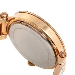 Pre Owned Michael Kors Silver Rose Gold Tone Stainless Steel Parker MK5781 Women's Wristwatch 38 mm