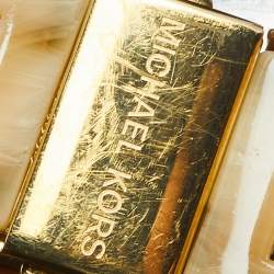 Pre Owned Michael Kors Mother Of Pearl Gold Tone Stainless Steel Horn Resin Jet Set MK5039 Women's Wristwatch 37 mm