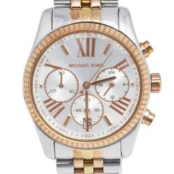 مملوكة مسبقًا Michael Kors Silver Tri-Tone Stainless Steel Lexington MK5735 Women's Wristwatch 38 mm