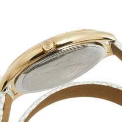 Pre Owned Michael Kors Champagne Gold Plated Stainless Steel Leather Slim Runway  MK-2477 Women's Wristwatch 42 mm