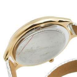 Pre Owned Michael Kors Champagne Gold Plated Stainless Steel Leather Slim Runway  MK-2477 Women's Wristwatch 42 mm