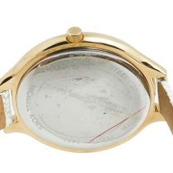 Pre Owned Michael Kors Champagne Gold Plated Stainless Steel Leather Slim Runway  MK-2477 Women's Wristwatch 42 mm
