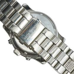 Pre Owned Michael Kors White Stainless Steel Runway Glitz MK-5825 Women's Wristwatch 38 mm