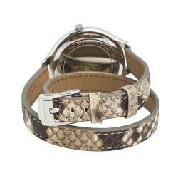 Pre Owned Michael Kors Silver Stainless Steel Leather Slim Runway MK-2467 Women's Wristwatch 42 mm