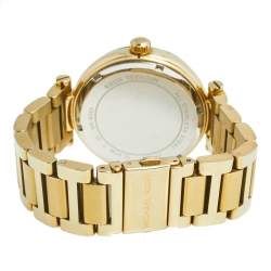 Pre Owned Michael Kors Green Yellow Gold Plated Stainless Steel Skylar MK-6065 Women's Wristwatch 41 mm