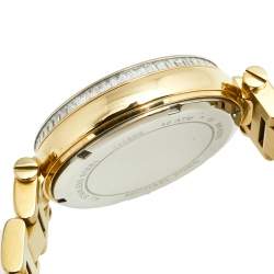 Pre Owned Michael Kors Green Yellow Gold Plated Stainless Steel Skylar MK-6065 Women's Wristwatch 41 mm