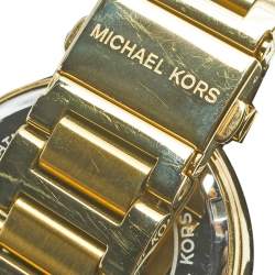 Pre Owned Michael Kors Green Yellow Gold Plated Stainless Steel Skylar MK-6065 Women's Wristwatch 41 mm