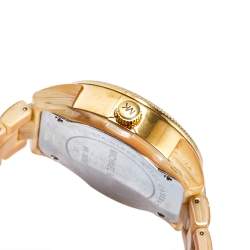 Pre Owned Michael Kors Mother of Pearl Gold Plated Stainless Steel Horn Resin Jet Set MK-5039 Women's Wristwatch 37 mm