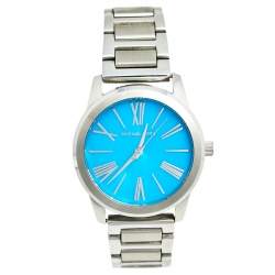 Pre Owned Michael Kors Blue Mother of Pearl Stainless Steel Hartman MK3519 Women's Wristwatch 38 mm