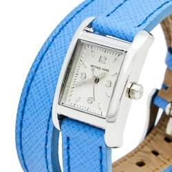 Pre Owned Michael Kors Silver Stainless Steel Leather Taylor Mini MK2339 Women's Wristwatch 20 mm