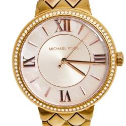 مملوكة مسبقًا Michael Kors Mother of Pearl Rose Gold Plated Stainless Steel Courtney MK3705 Women's Wristwatch 36 mm