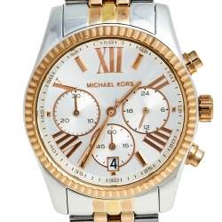 Pre Owned Michael Kors Silver Tri-Tone Stainless Steel Lexington MK5735 Women's Wristwatch 38 mm