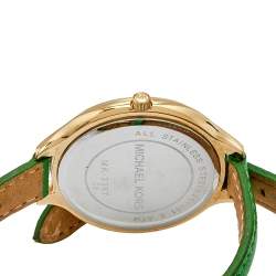 Pre Owned Michael Kors Champagne Yellow Gold Plated Stainless Steel Slim Runway MK2287 Women's Wristwatch 42 mm