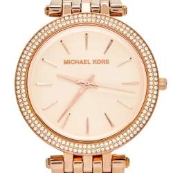 Pre Owned Michael Kors Champagne Rose Gold Plated Stainless Steel Darci MK3192 Women's Wristwatch 38 mm